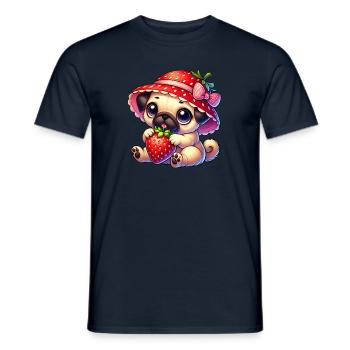 Mops mit Erdbeere Sommer Fruchtig - Männer T-Shirt - Navy - Vorne - AI Model Male 178 light (178cm)