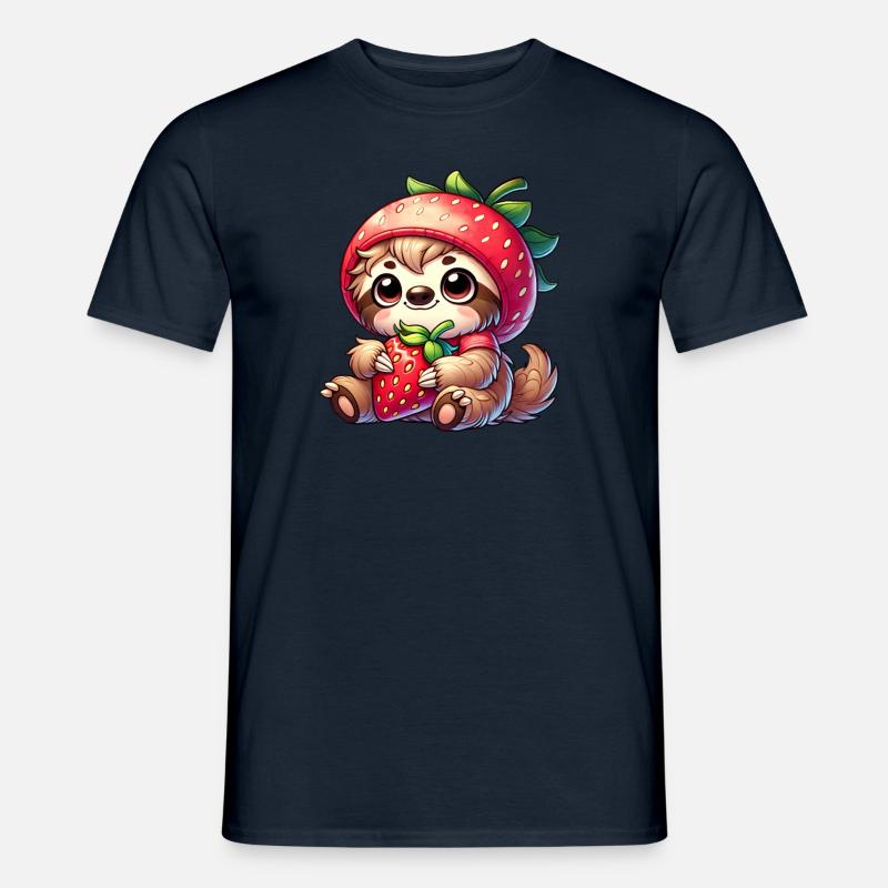 Faultier Erdbeere Sommerfrucht Design - Männer T-Shirt - Navy