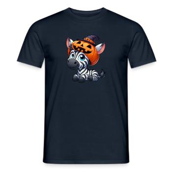 Cute Halloween Zebra Pumpkin Cartoon - Men's T-Shirt - navy - Front - AI Model Male 178 light (178cm)