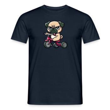 Lustiger Mops auf Dreirad - Männer T-Shirt - Navy - Vorne - AI Model Male 178 light (178cm)