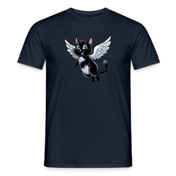Black cat with angel wings - Men's T-Shirt - navy - Front - AI Model Male 178 light (178cm)