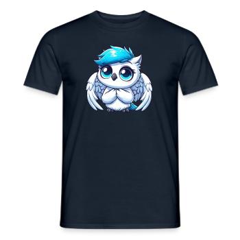 Cute snowy owl with blue eyes and wings - Men's T-Shirt - navy - Front - AI Model Male 178 light (178cm)