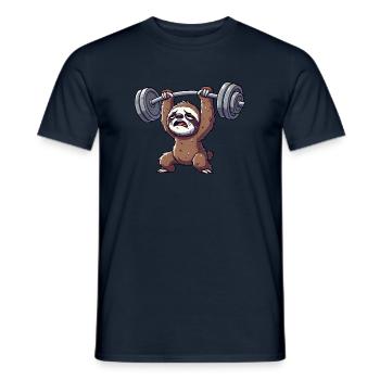 Faultier Workout Hantel Cartoon - Männer T-Shirt - Navy - Vorne - AI Model Male 178 light (178cm)