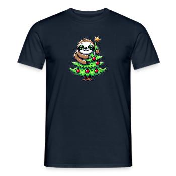 Funny Sloth Christmas Fir Whimsical - Men's T-Shirt - navy - Front - AI Model Male 178 light (178cm)