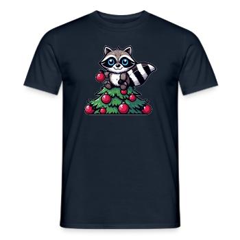 Skurriler lustiger Waschbär Weihnachtsbaum - Männer T-Shirt - Navy - Vorne - AI Model Male 178 light (178cm)