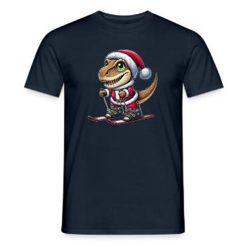 Noël Dino Skier Trex Père Noël - T-shirt homme - marine - Devant - AI Model Male 178 light (178cm)