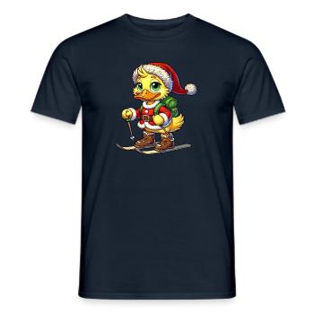 Winter Ente Weihnachten Skifahrer Santa Claus - Männer T-Shirt - Navy - Vorne - AI Model Male 178 light (178cm)