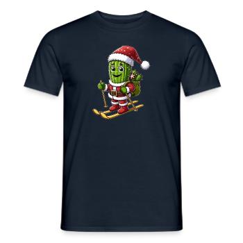 Christmas Cactus Skier Winter Sports - Men's T-Shirt - navy - Front - AI Model Male 178 light (178cm)