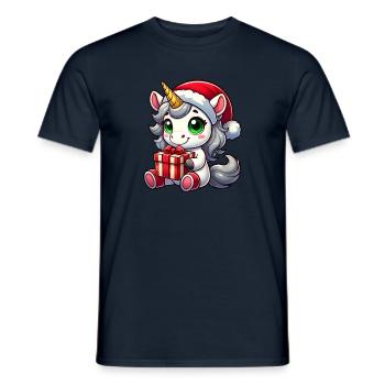 Weihnachtsmann mit Weihnachts-Einhorn - Männer T-Shirt - Navy - Vorne - AI Model Male 178 light (178cm)
