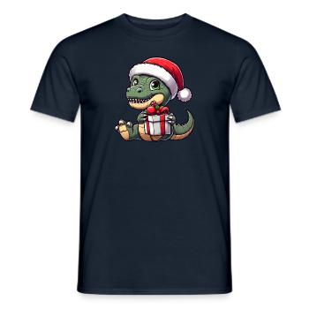 Weihnachtst-Rex Balancierender Dino Weihnachtsmann - Männer T-Shirt - Navy - Vorne - AI Model Male 178 light (178cm)