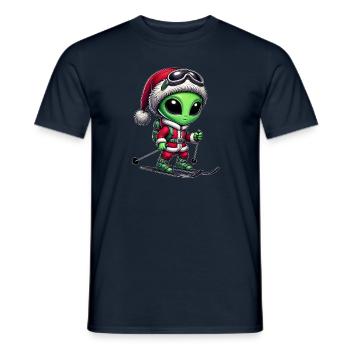 Weihnachten Alien Skifahrer Santa Skisport - Männer T-Shirt - Navy - Vorne - AI Model Male 178 light (178cm)