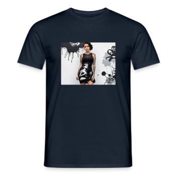 Éclaboussures noires femme robe avec motif omikly - T-shirt homme - marine - Devant - AI Model Male 178 light (178cm)