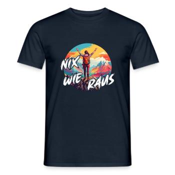 Nix wie raus - perfekt für Outdoor Fans, Wanderer - Männer T-Shirt - Navy - Vorne - AI Model Male 178 light (178cm)