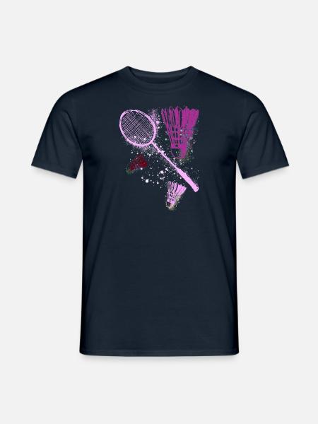 Federball, Badminton, Graffiti, Malerei,pink - Männer T-Shirt - Navy