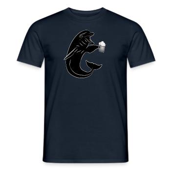 Party Dolphin with Beer on the Beach - Festival in October - Men's T-Shirt - navy - Front - AI Model Male 178 light (178cm)