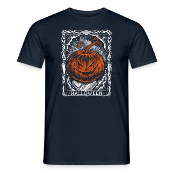 Halloween Pumpkin Tarot Card, Fall - Men's T-Shirt - navy - Front - AI Model Male 178 light (178cm)
