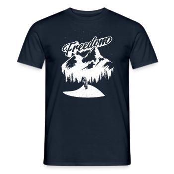Illustration Bike Running Mountain Graphic - Men's T-Shirt - navy - Front - AI Model Male 178 light (178cm)