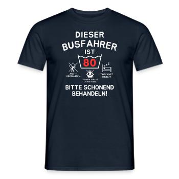 This bus driver is 80 years old. - Men's T-Shirt - navy - Front - AI Model Male 178 light (178cm)