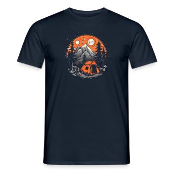 Outdoor camping in forests and mountains - Men's T-Shirt - navy - Front - AI Model Male 178 light (178cm)