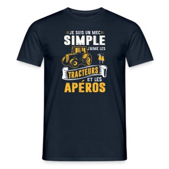 Cadeau pour agriculteur , t-shirt tracteur - T-shirt homme - marine - Devant - AI Model Male 178 light (178cm)