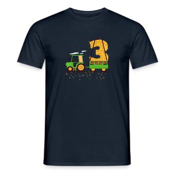 Traktor mit Anhänger 3. Geburtstag Geschenk Drei - Männer T-Shirt - Navy - Vorne - AI Model Male 178 light (178cm)