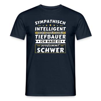 Sympathisch und intelligent - Tiefbauer Edition - Männer T-Shirt - Navy - Vorne - AI Model Male 178 light (178cm)
