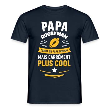 Papa rugbyman – plus cool qu’un papa normal - T-shirt homme - marine - Devant - AI Model Male 178 light (178cm)
