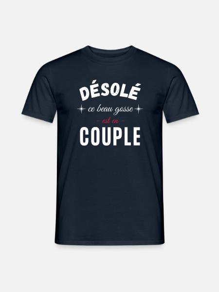 Désolé, ce beau gosse est en couple- amour - - Mænd T-shirt - marineblå