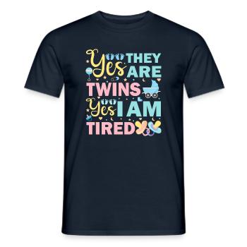 Funny Twin Parents Twin Mother Father Matching - Männer T-Shirt - Navy - Vorne - AI Model Male 178 light (178cm)