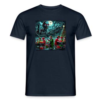 Christmas elves and elves in zombie horror ground - Men's T-Shirt - navy - Front - AI Model Male 178 light (178cm)