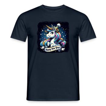 New Year Sylvester Unicorn Congratulations - Men's T-Shirt - navy - Front - AI Model Male 178 light (178cm)