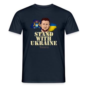 Ukraine Michigan drapeaux portrait Zelenskyj - T-shirt homme - marine - Devant - AI Model Male 178 light (178cm)