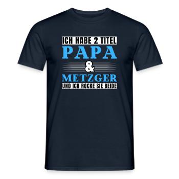 Ich habe 2 Titel Papa und Metzger - Männer T-Shirt - Navy - Vorne - AI Model Male 178 light (178cm)