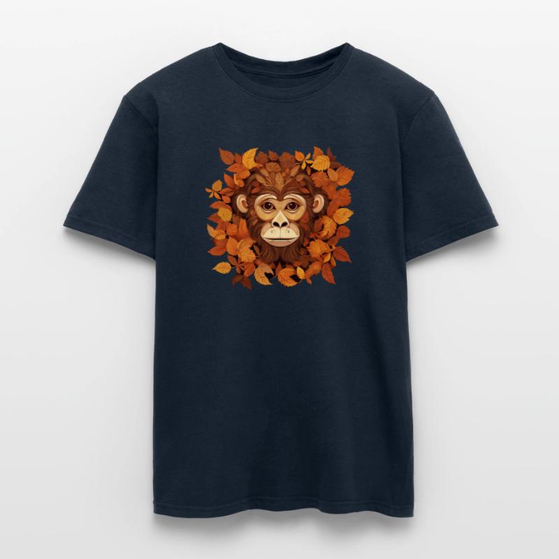 Herbstlicher Affe oder Schimpanse aus Blättern Männer T-Shirt
