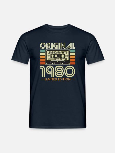 Original 1980 Jahrgang Vintage Geburtstag Retro - Männer T-Shirt - Navy