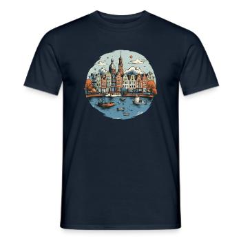 Amsterdam Skyline Urlaub Design - Männer T-Shirt - Navy - Vorne - AI Model Male 178 light (178cm)