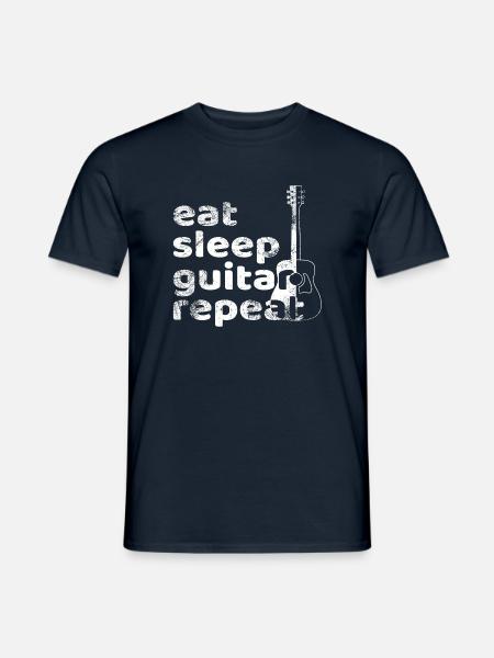 Eat Sleep Guitar Repeat - Männer T-Shirt - Navy