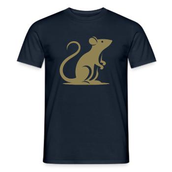 Minimalistische Ratte Maus Silhouette - Männer T-Shirt - Navy - Vorne - AI Model Male 178 light (178cm)