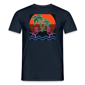 Neon Flamingo Island - Männer T-Shirt - Navy - Vorne - AI Model Male 178 light (178cm)