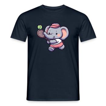 Niedlicher Elefant als Tennis-Tennisspieler - - Männer T-Shirt - Navy - Vorne - AI Model Male 178 light (178cm)