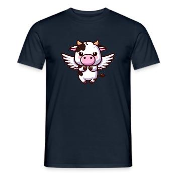 Himmlische Kuh: Ein Engel mit Flügeln - Männer T-Shirt - Navy - Vorne - AI Model Male 178 light (178cm)