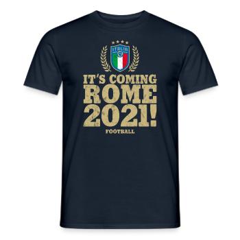 ITALIEN, ITALIA FOOTBALL ITS COMING ROME USED LOOK - Männer T-Shirt - Navy - Vorne - AI Model Male 178 light (178cm)