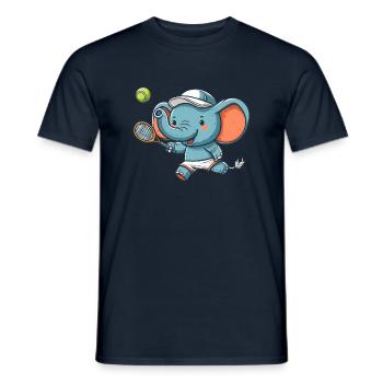 Niedlicher Elefant als Tennis-Tennisspieler - - Männer T-Shirt - Navy - Vorne - AI Model Male 178 light (178cm)