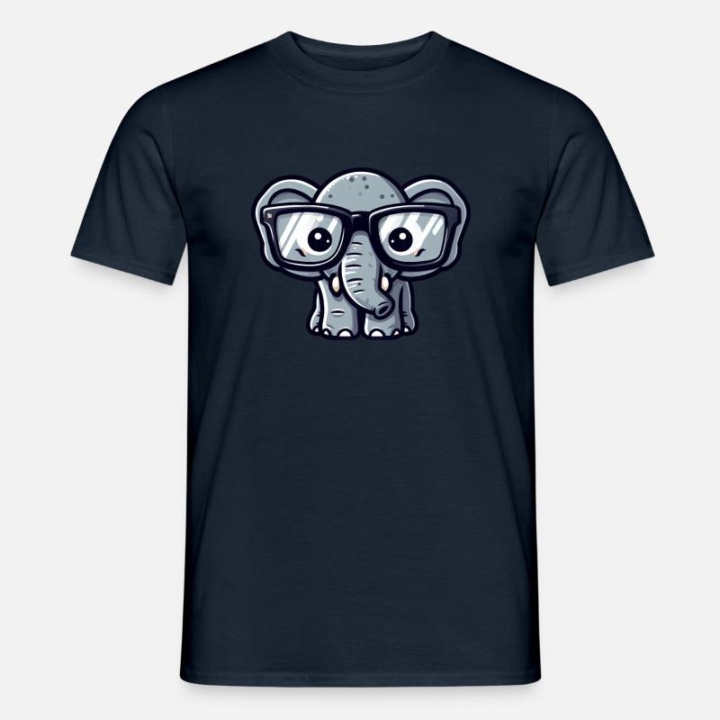 Nerd-Elefant mit Brille - Männer T-Shirt - Navy