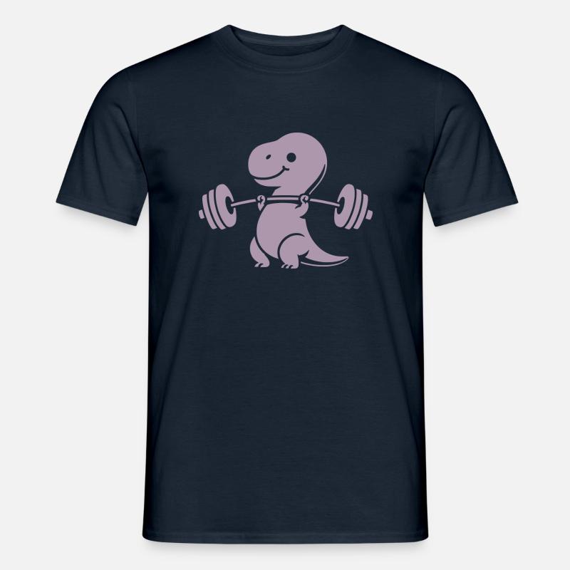 T-Rex mit Hantel Workout - Männer T-Shirt - Navy