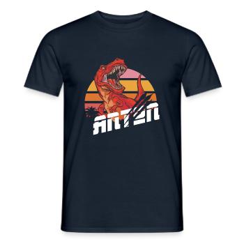 ANTON - Beau prénom de garçon avec T-REX Dino - T-shirt homme - marine - Devant - AI Model Male 178 light (178cm)
