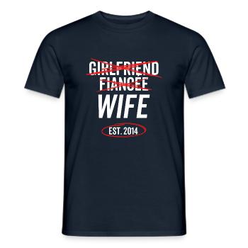 Girlfriend Fiancée Wife Est 2014 - Men's T-Shirt - navy - Front - AI Model Male 178 light (178cm)