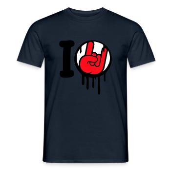 J’aime Heavy Metal Hard Rock Musique Main Geste Coeur - T-shirt homme - marine - Devant - AI Model Male 178 light (178cm)