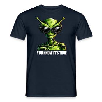 cool Alien: You Know It's True - Men's T-Shirt - navy - Front - AI Model Male 178 light (178cm)