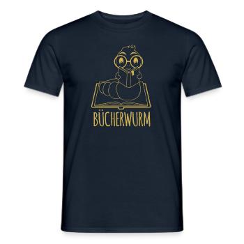 Leseratte Silhouette - Für Bücherwürmer und - Männer T-Shirt - Navy - Vorne - AI Model Male 178 light (178cm)
